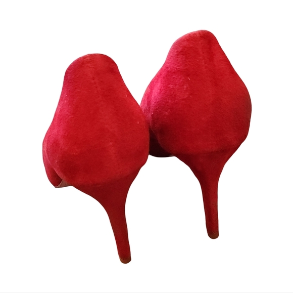 Elegant Allegra James Red Stiletto Suede Heels Size 9 - Picture 3 of 8